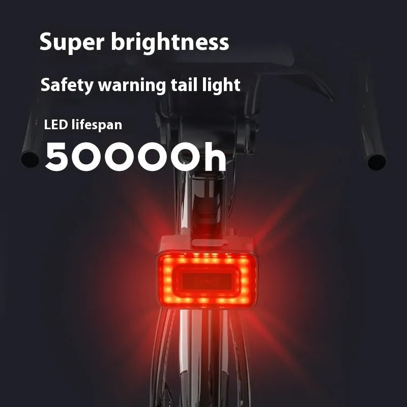 Smart radar detection bicycle taillight with USB-C charging port and mounting bracket
