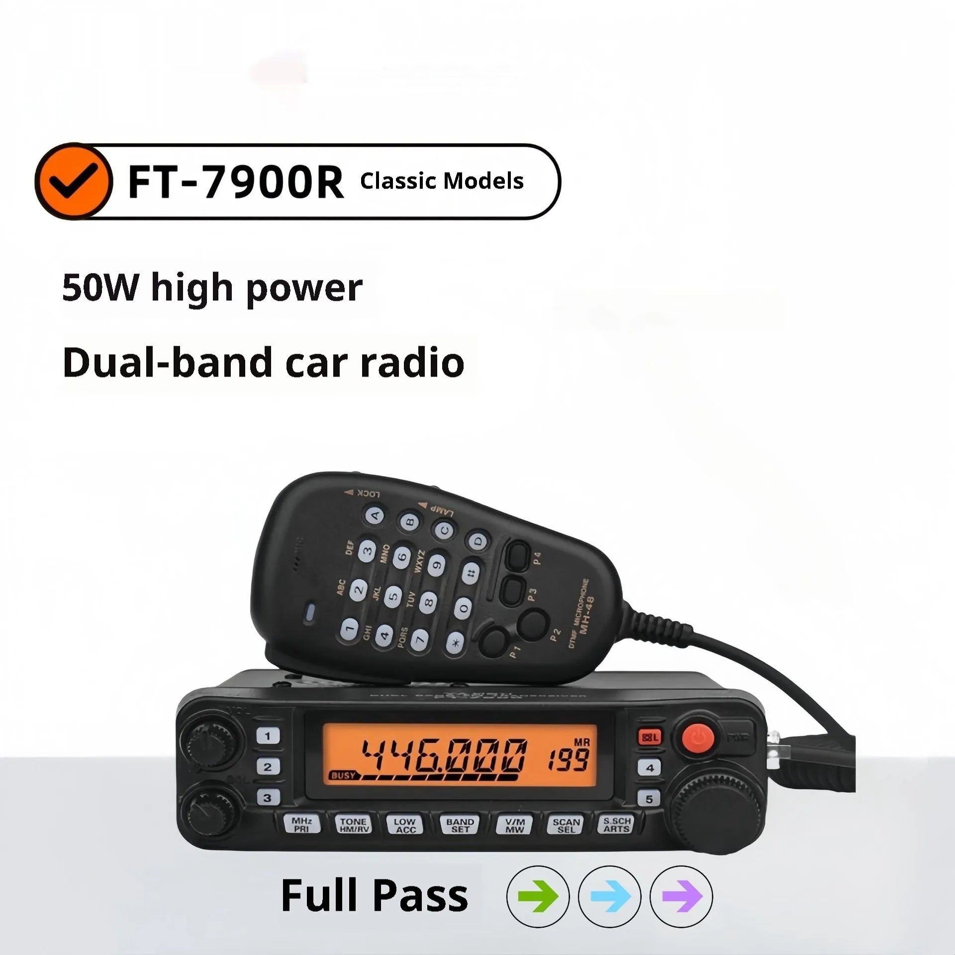 High-power car walkie-talkie interphone with antenna and universal clamp mount for vehicle communication.