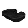 Black flannel covered memory foam seat cushion with U-shaped design for hip support