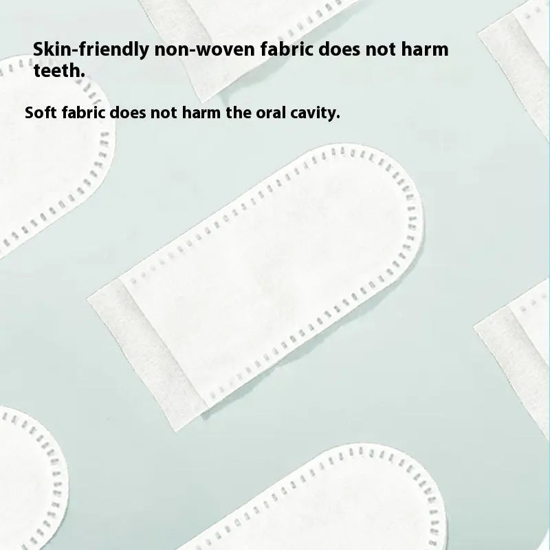 Pack of 50 white non-woven fabric pet teeth cleaning finger stalls for cats and dogs.