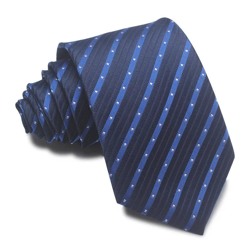 8cm wide striped polyester jacquard tie in business colours