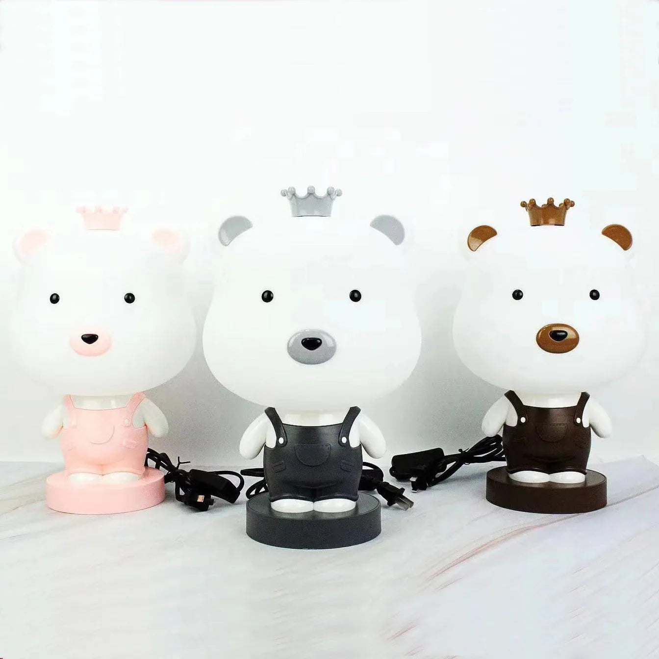 Animal cartoon table lamp with LED light and plastic shade in bear, cattle, rabbit or tiger design