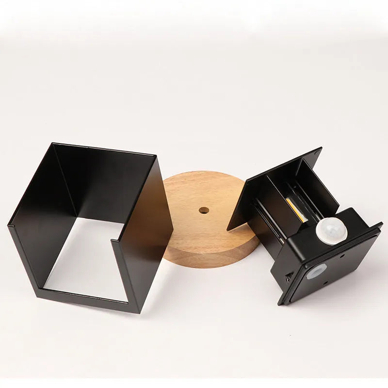 Black, grey, or white aluminium alloy indoor corridor wall lamp with 100mm cubic size.