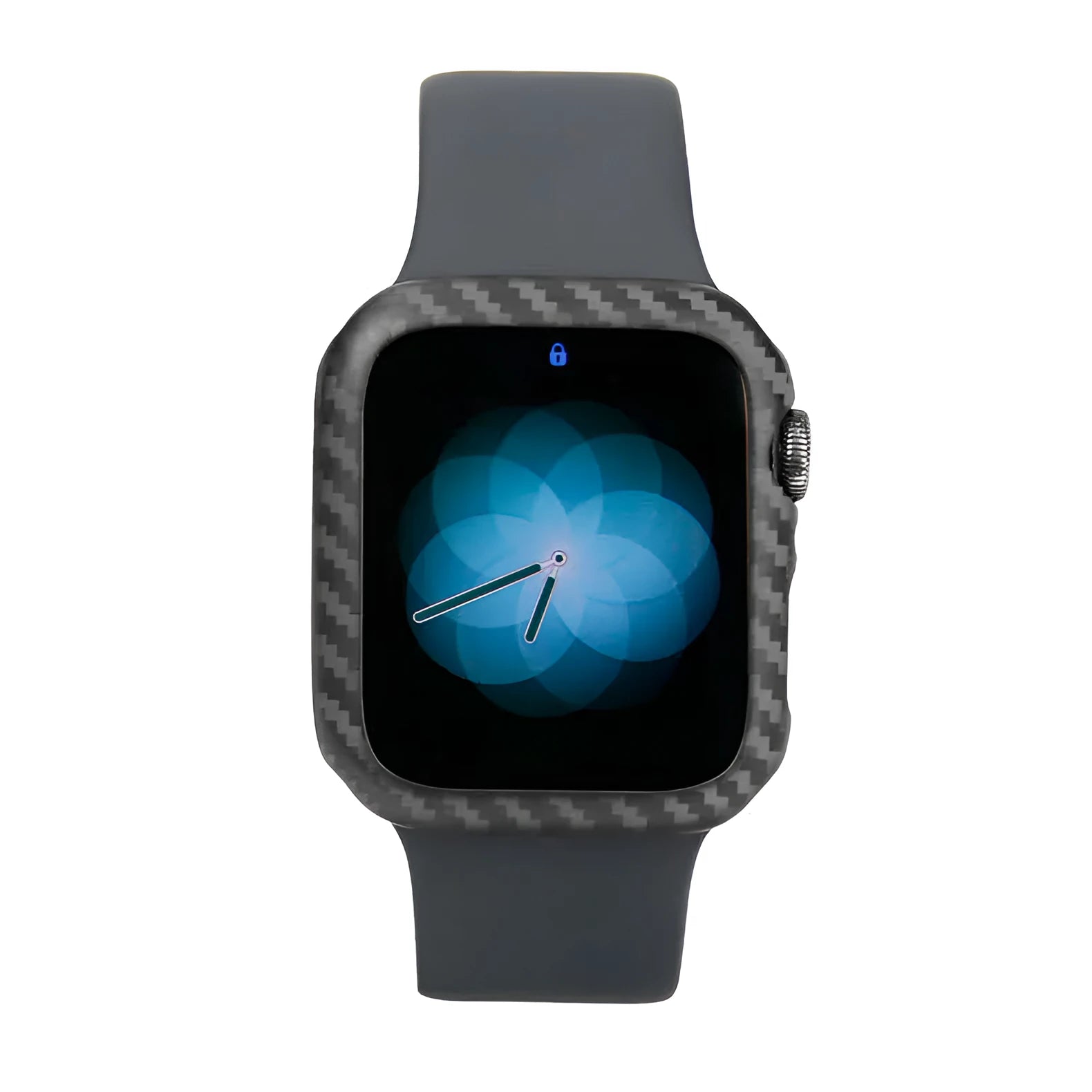 Apple Watch 4 44mm half wrap leather case with carbon fibre protection in black
