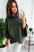 Women's longline batwing cardigan in cotton blend fabric with fleece lining