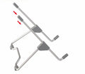 Grey aluminium alloy and plastic 0-type stand holding a mobile phone on a desk.