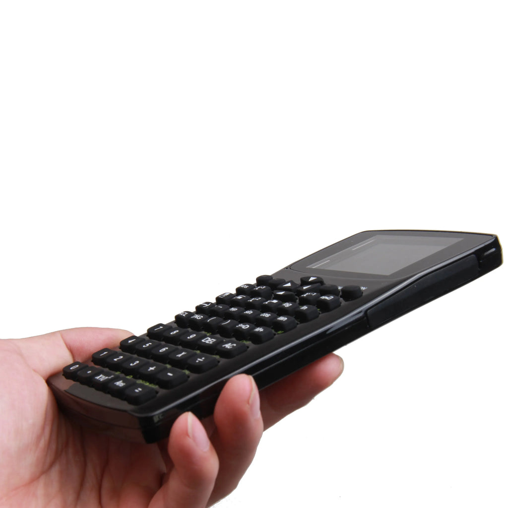 Black multifunctional e-book reader with a compact screen, showing a menu in one of 28 supported languages.