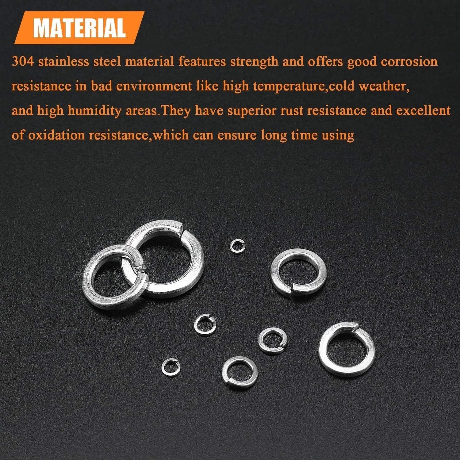 304 stainless steel spring lock washer combination box containing 900 pieces with 2-12mm diameter range