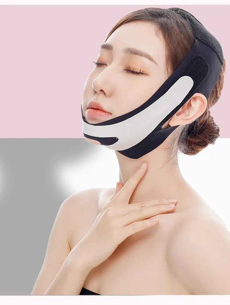Far infrared elastic V face bandage facial care tool in pink or black colour options