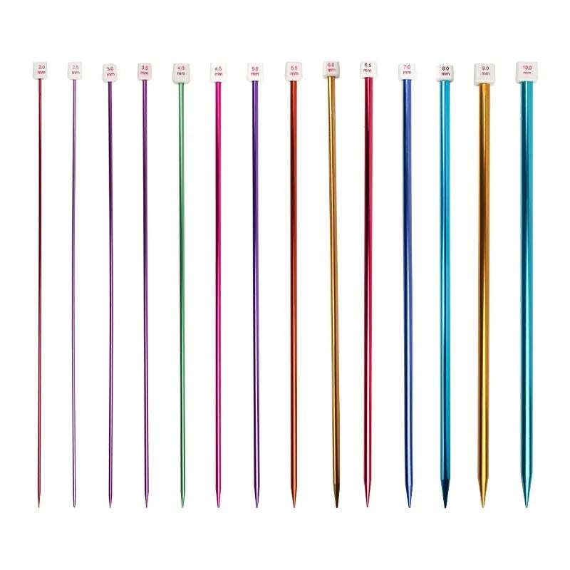 Complete set of aluminium crochet hooks in sizes 2.0mm to 10.0mm with protective caps