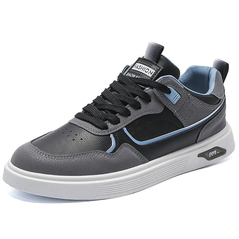 Men's Korean-style canvas board shoes in K701 Black colour with leather stitching detail