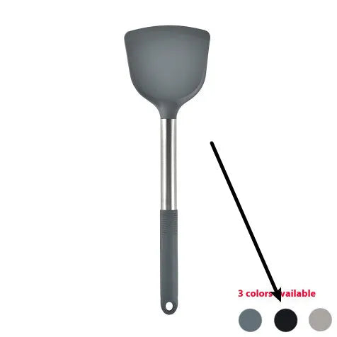 12-piece silicone kitchen utensil set with storage bucket in black, including ladle, spatula, claw tools and egg beater