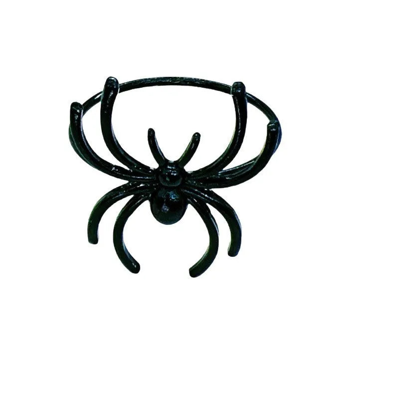 Six black spider alloy napkin rings for Halloween table decorations measuring 5x4.5x4cm