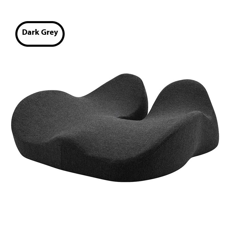Memory foam office chair cushion in black, green or light grey measuring 46x43cm