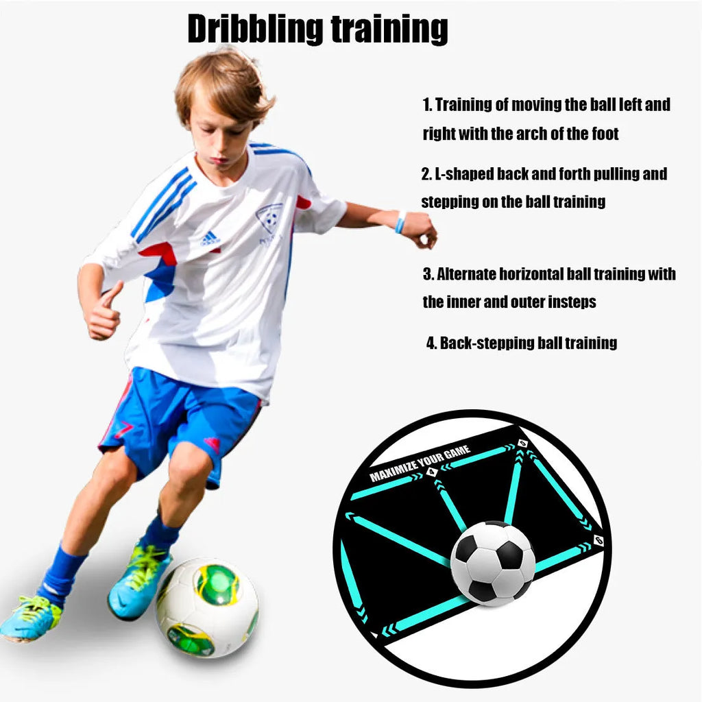 Black rubber football training mat 60cm by 90cm non-slip surface