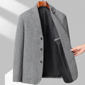 Men's solid-colour loose-fit wool-blend coat for spring and autumn casual wear