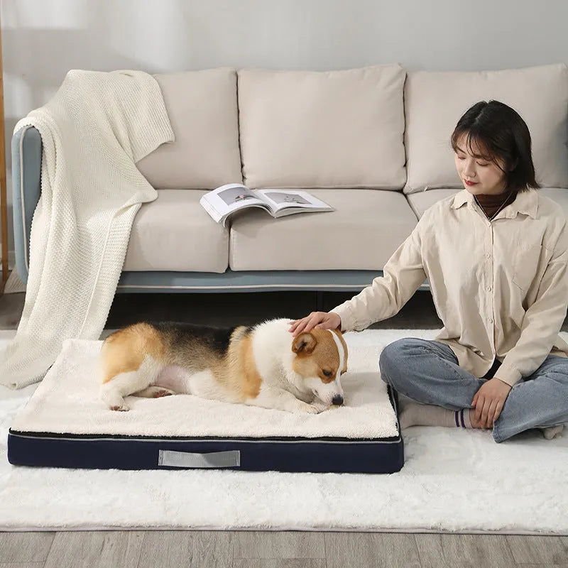Removable washable memory sponge dog mat in khaki, sizes from 50x40cm to 120x75cm