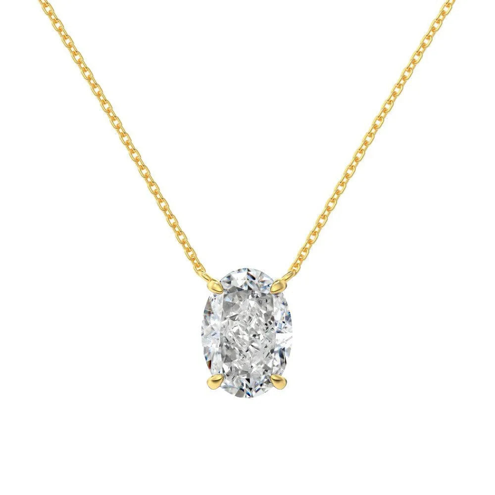 S925 sterling silver necklace with geometric oval ice flower pendant in platinum or gold plating
