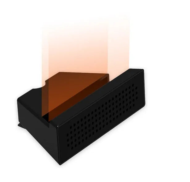 Mobile phone amplifier bracket in ABS plastic showing horizontal film viewing and vertical music listening positions