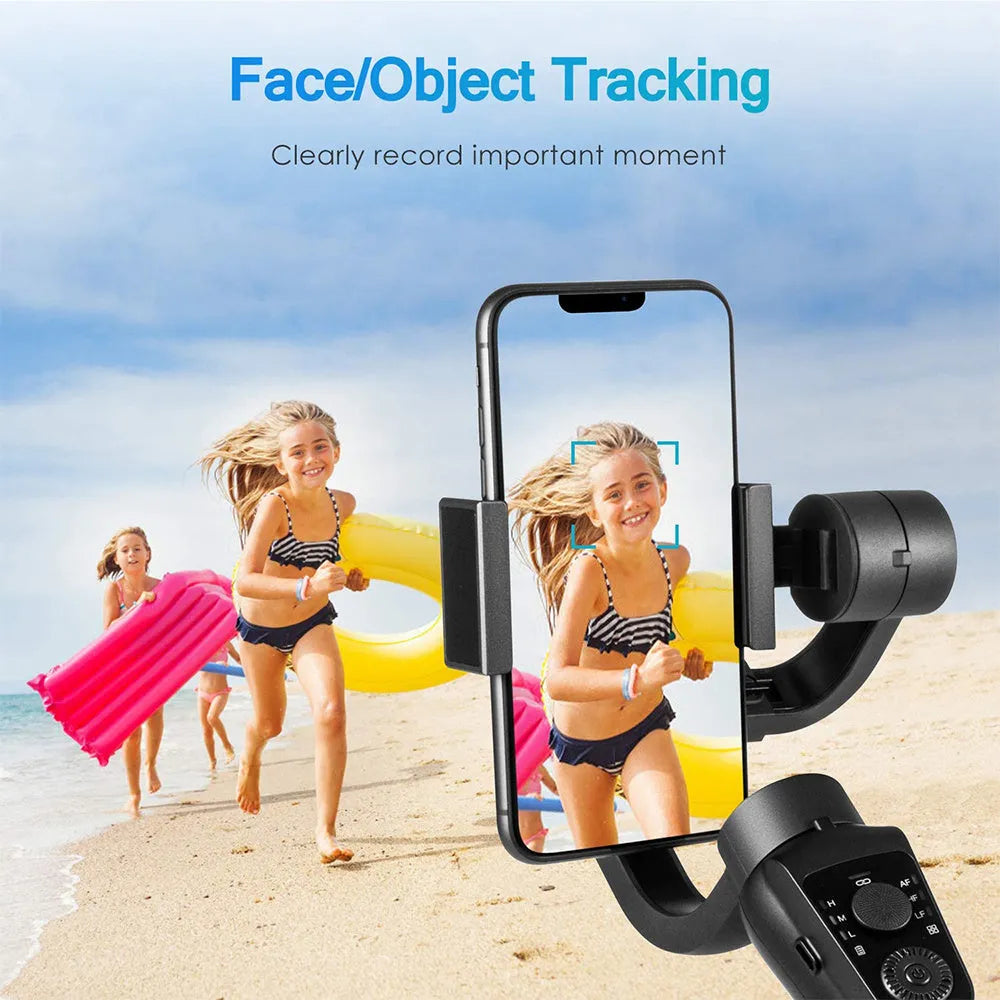 Black three-axis handheld gimbal stabilizer with tripod and protective cases