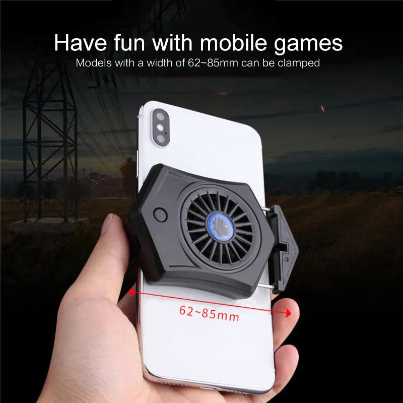 Black and white USB mobile phone cooling fan radiator for gaming accessories.