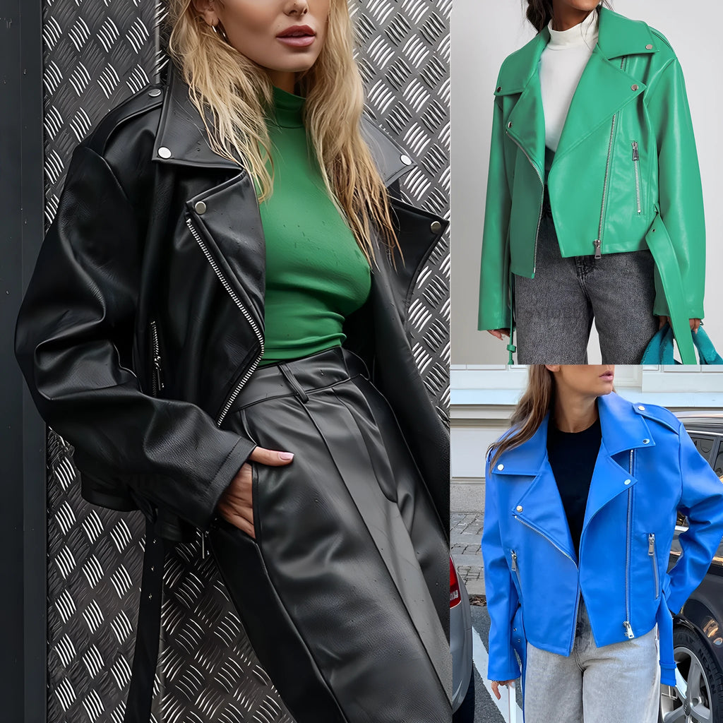 Punk locomotive style jacket with drawstring closure and Peter Pan collar in polyester fabric