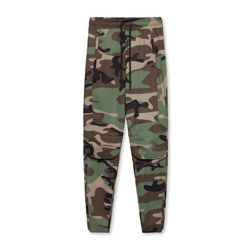 Men's ankle-tied loose casual fitness trousers in quick-drying polyester blend fabric