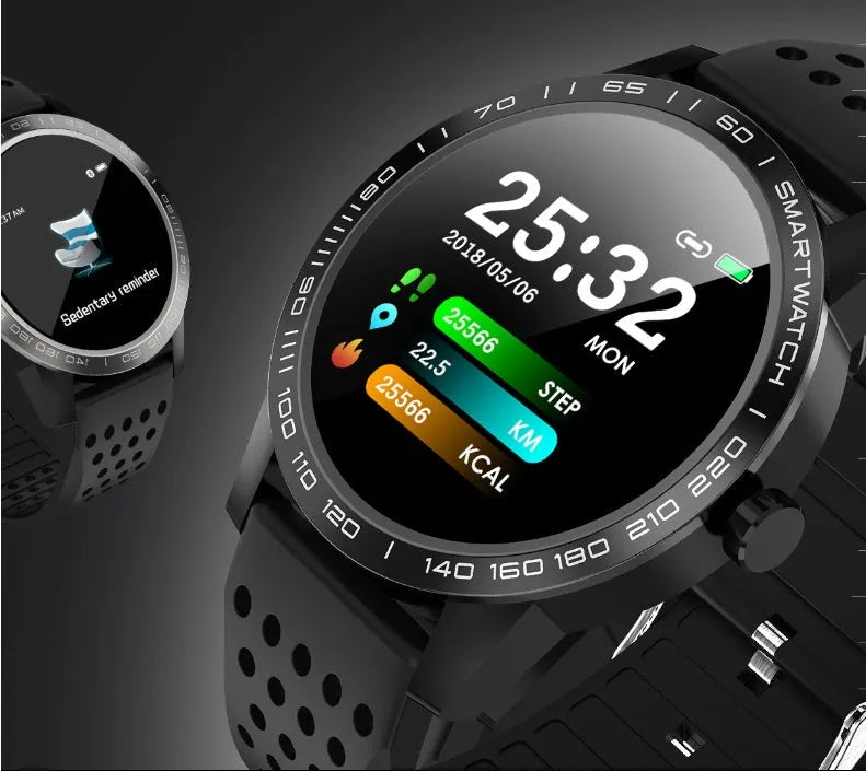 Black T2 smart bracelet with a colour screen displaying heart rate data on a wrist.