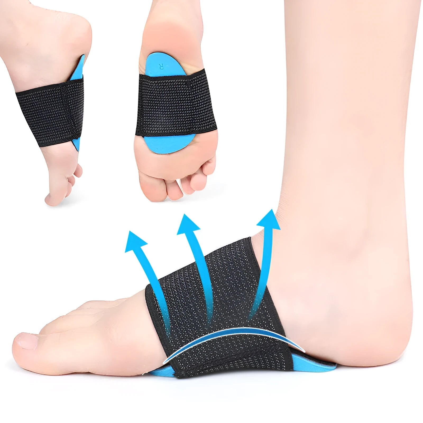 Blue elastic bandage arch support foot pad for adults and children with flat foot