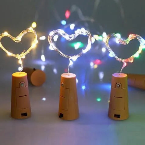 Flexible copper wire LED string lights with bottle stopper for wine bottle decoration