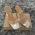 Women's black and silver high heel boots with PVC soles in cool boot style fashion footwear