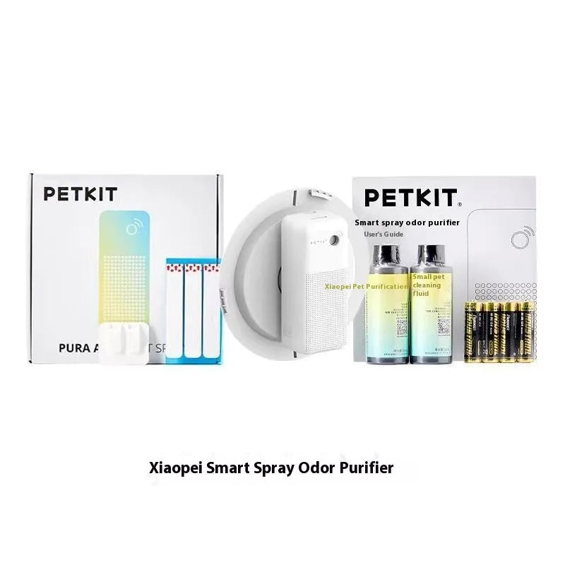 Smart spray odour removal machine with external mounting bracket for pet litter box areas