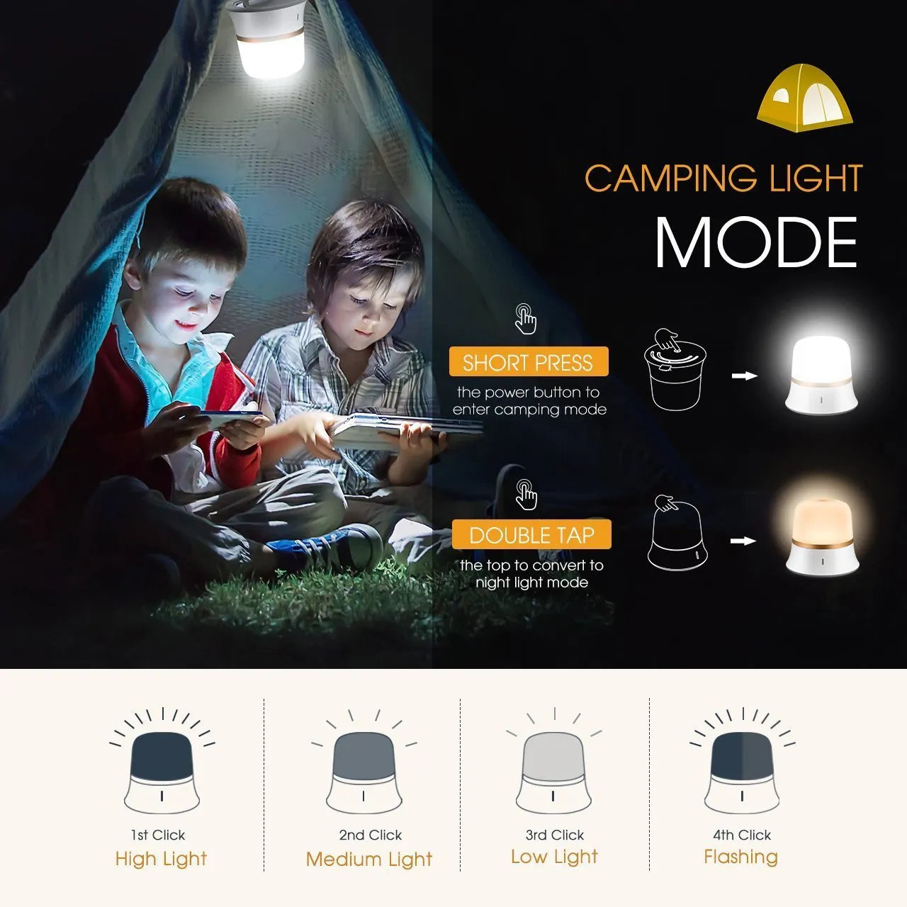 White bedside nursing night light with touch controls showing dimming and colour options