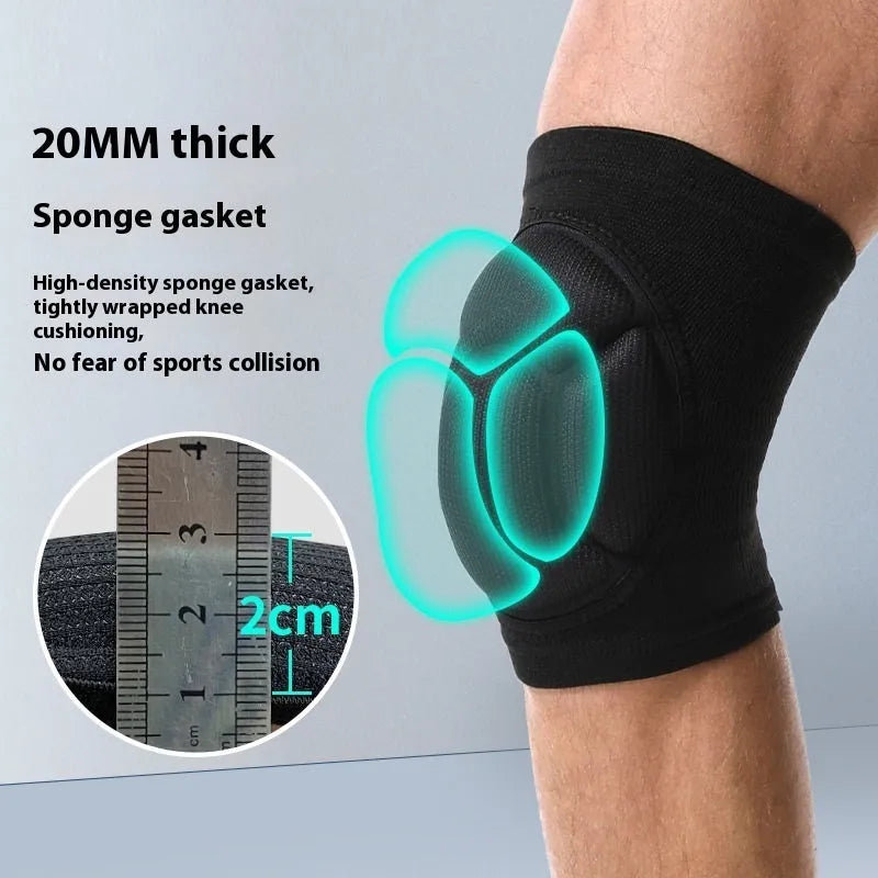 Black and blue thick sponge knee pads for dance and sports protection
