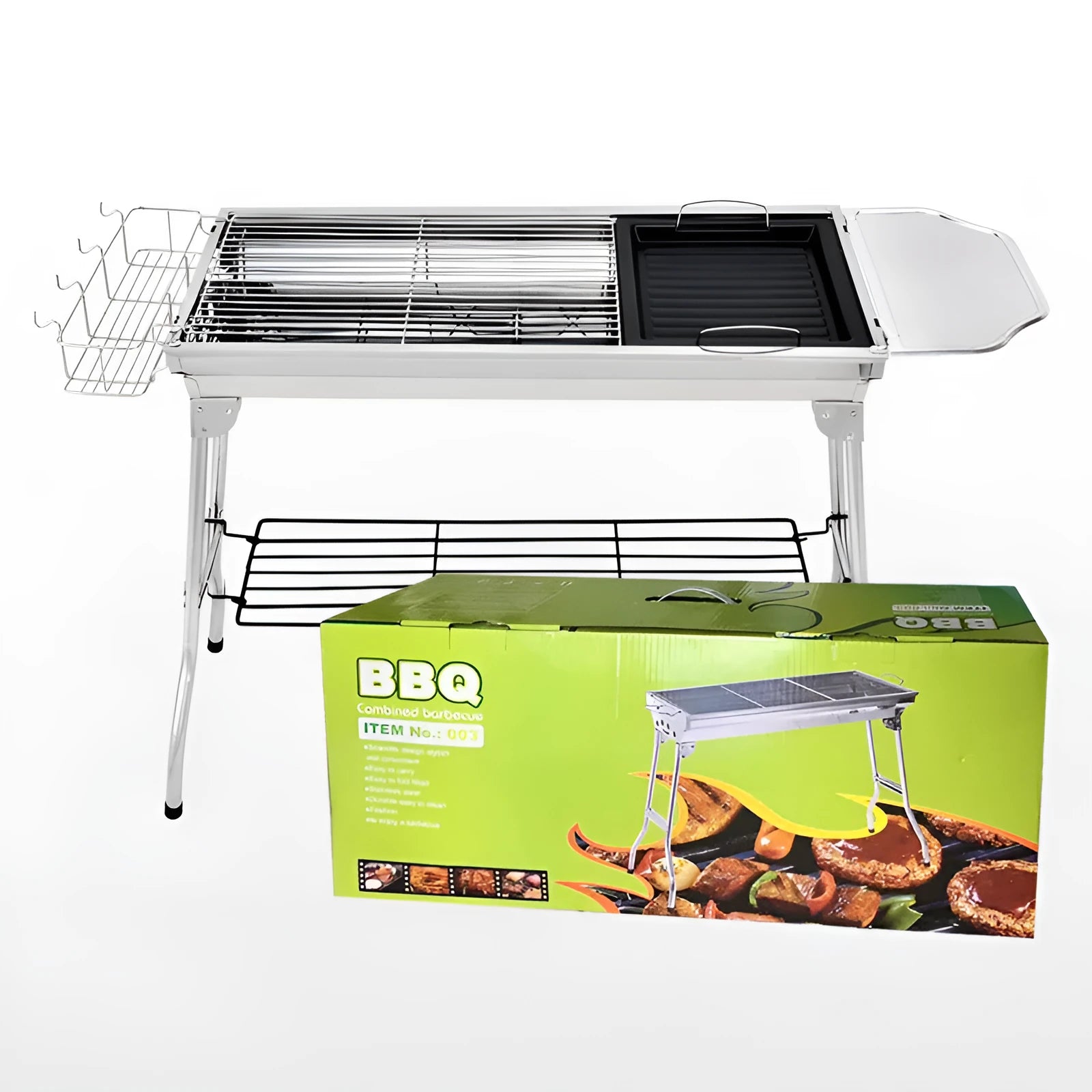Large stainless steel portable folding barbecue oven for outdoor group cooking