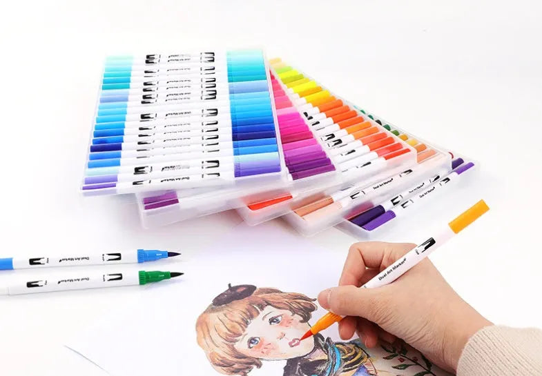 Set of watercolour pens with waterproof ink in assorted colours for drawing and promotional gifts.