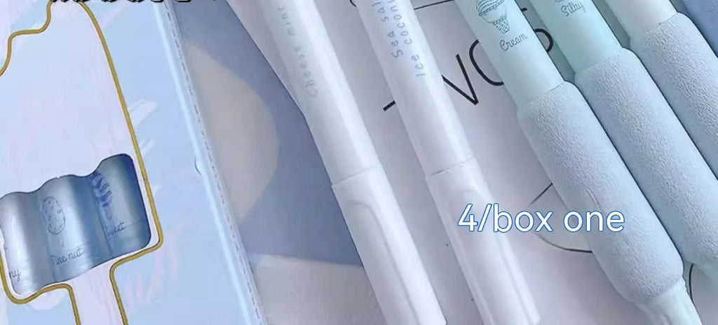 Four dual fluorescent calligraphy practice pens with 0.5mm nibs in neutral ink colours on white background