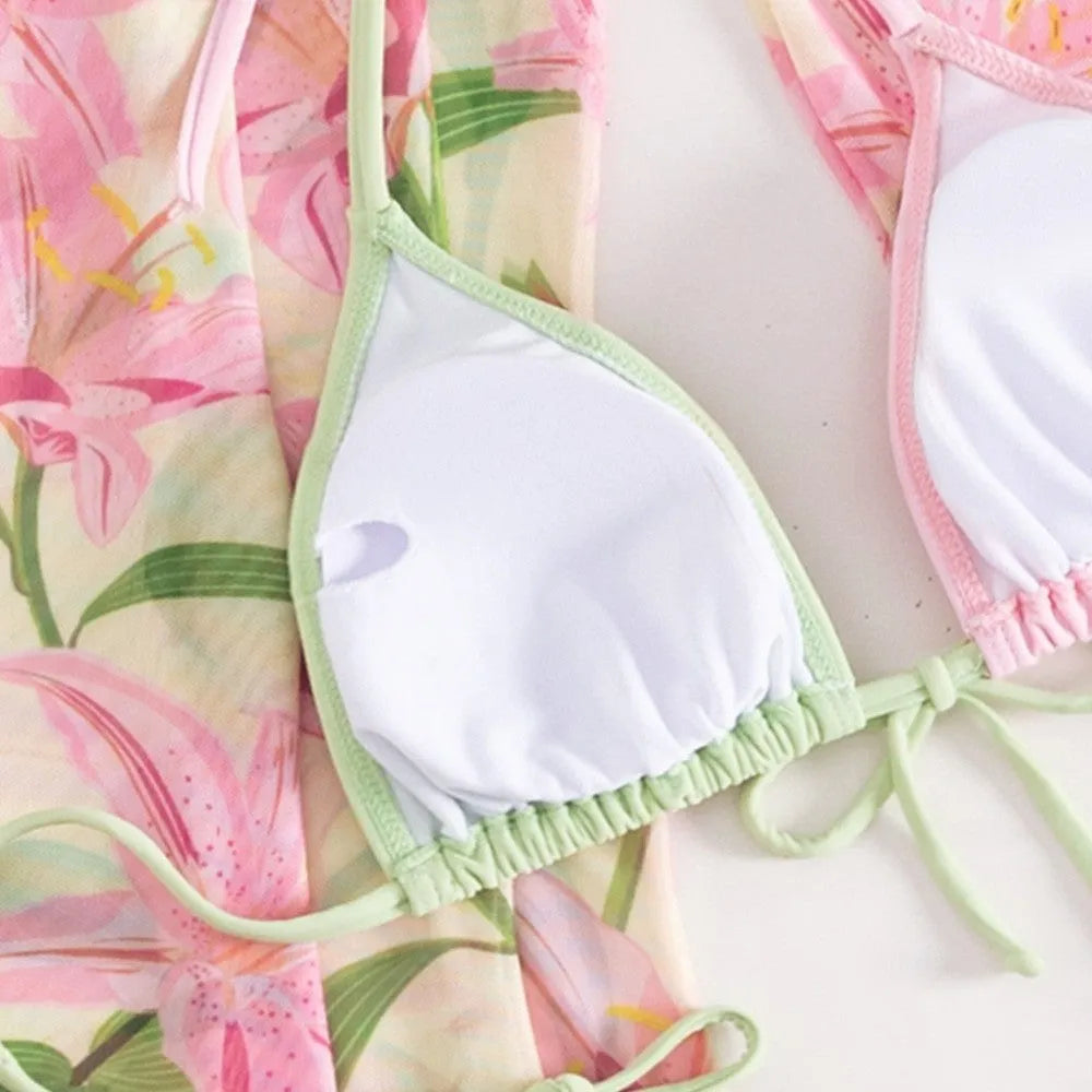 Women's printing pattern bikini swimsuit in European and American style.