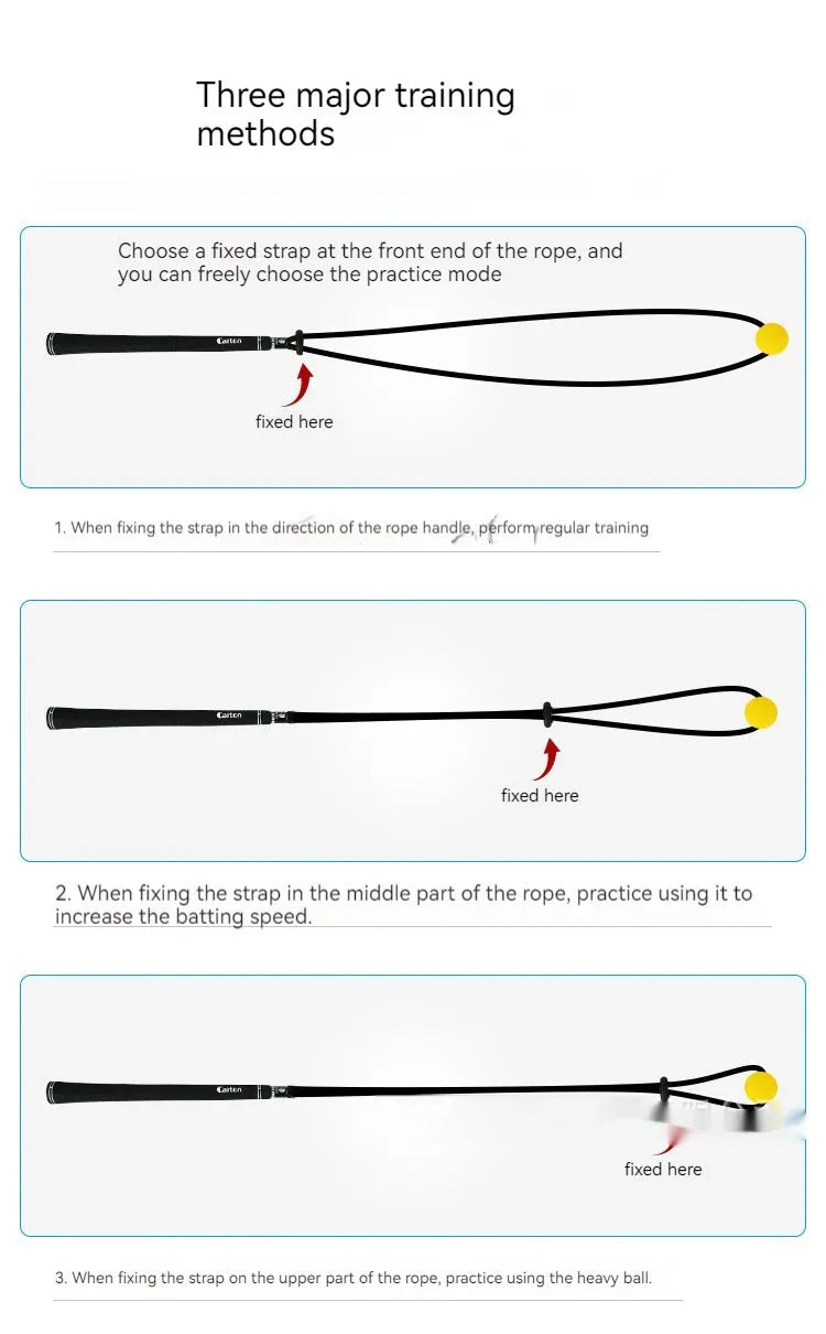 Black silicone elastic golf swing correction rope trainer for action practice.