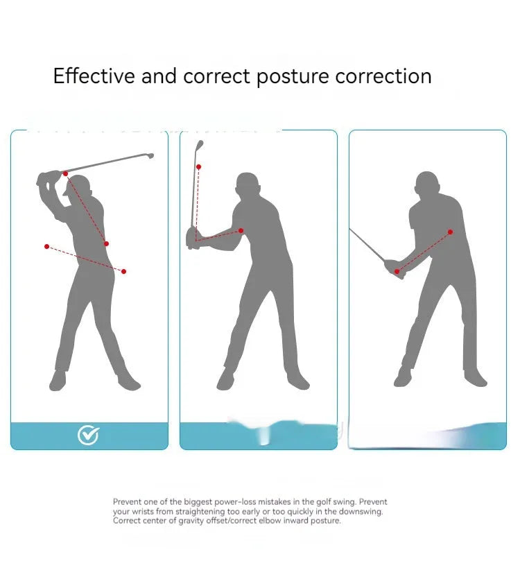 Black silicone elastic golf swing correction rope trainer for action practice.