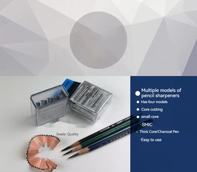 Geometric-shaped four-hole plastic pencil sharpener with screwdriver, from a bulk pack of 288.