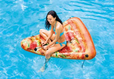 PVC inflatable pizza-shaped surfboard recliner measuring 175cm long for pool lounging