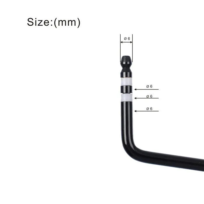 A direct plug-in guitar tremolo arm in a metallic chrome finish.