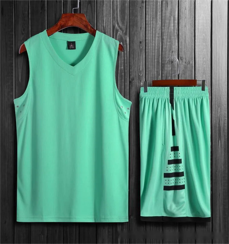 Student campus competition breathable sports vest and shorts set in black and white chemical fiber blend for basketball and running training sizes 2XS to 6XL