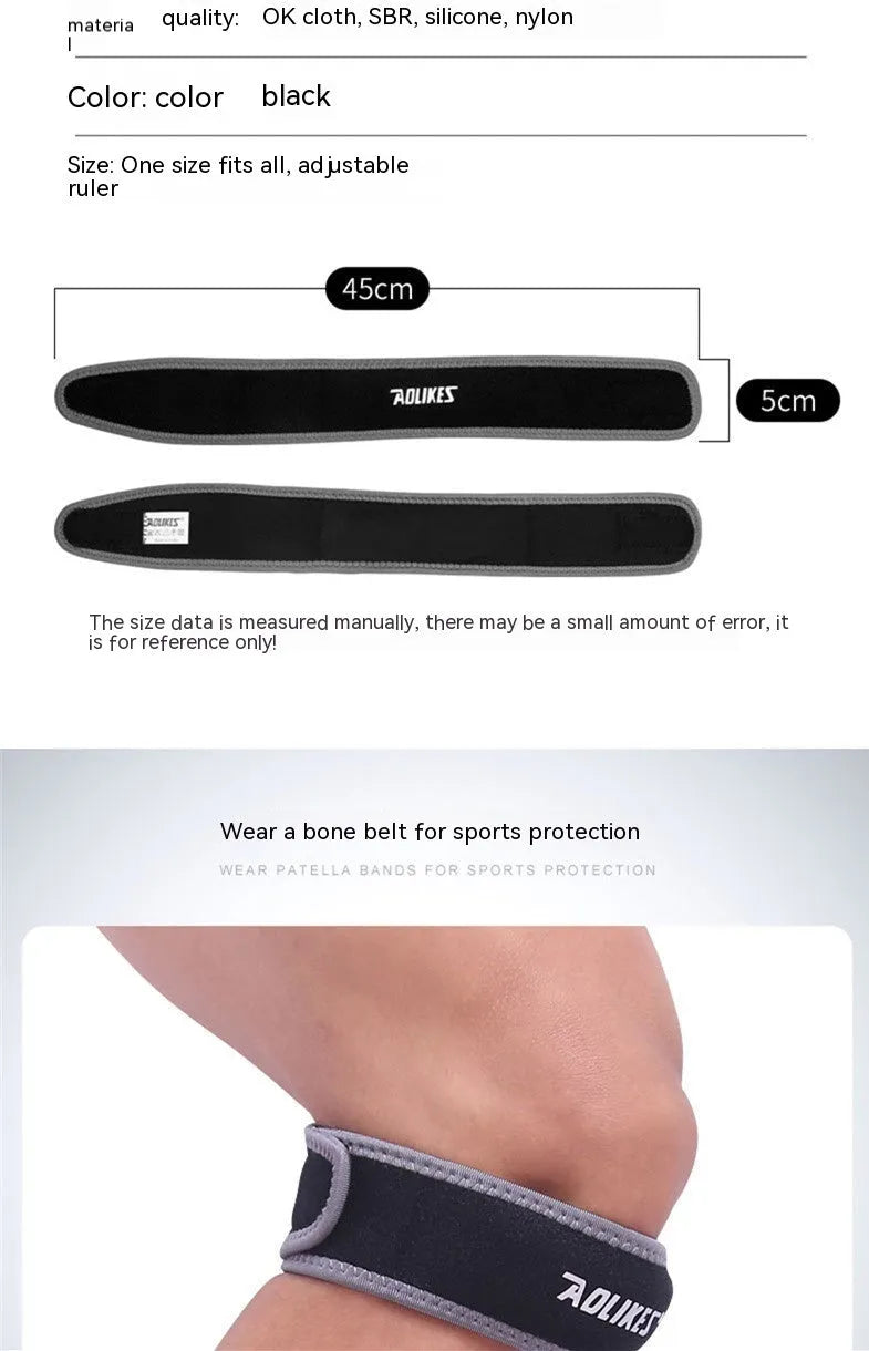 Black and grey patella retinaculum knee protection for running cycling basketball sports