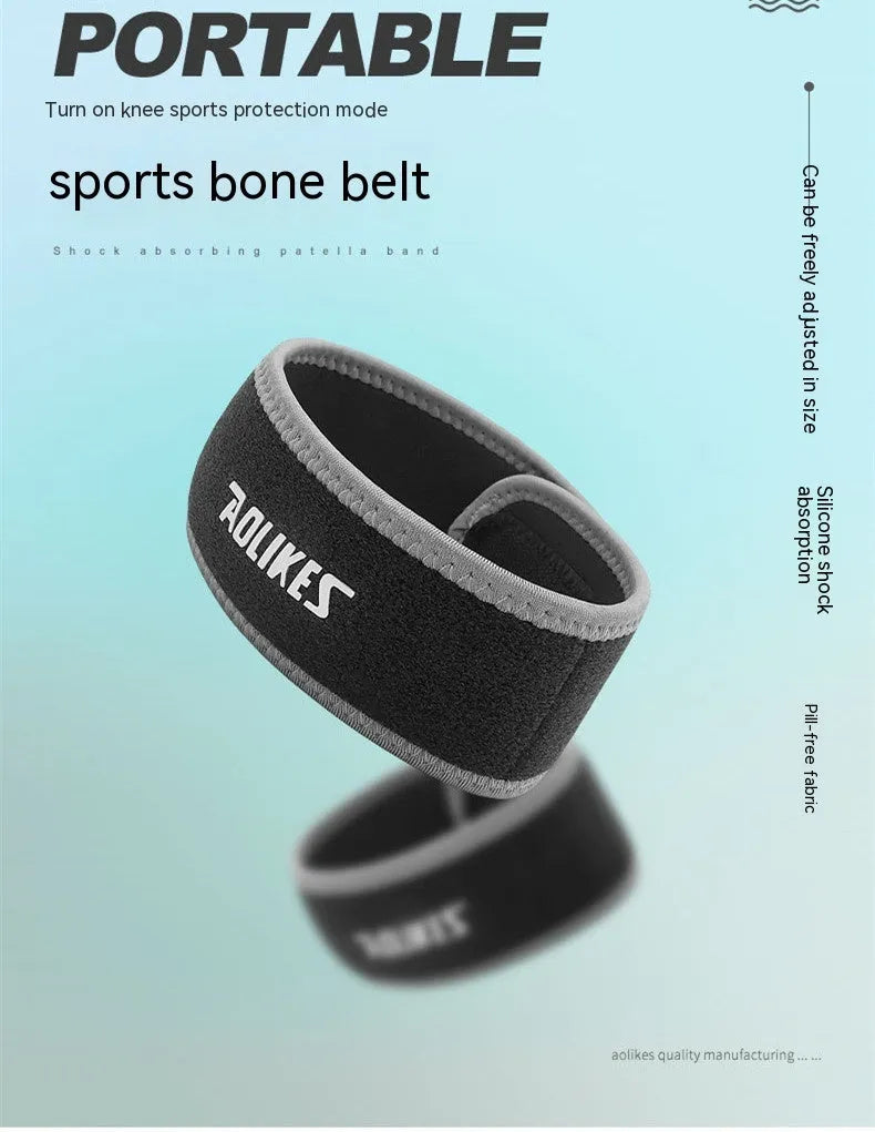 Black and grey patella retinaculum knee protection for running cycling basketball sports