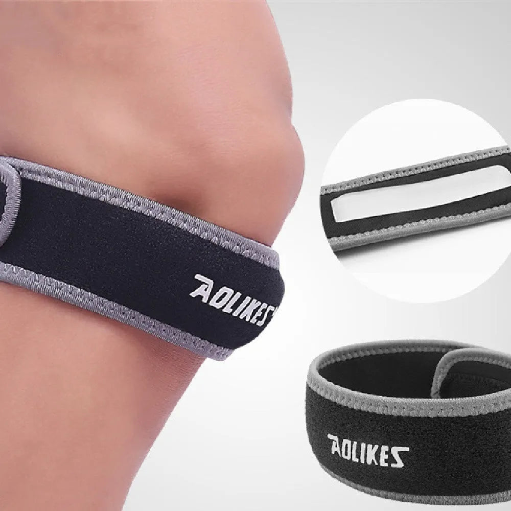 Black and grey patella retinaculum knee protection for running cycling basketball sports