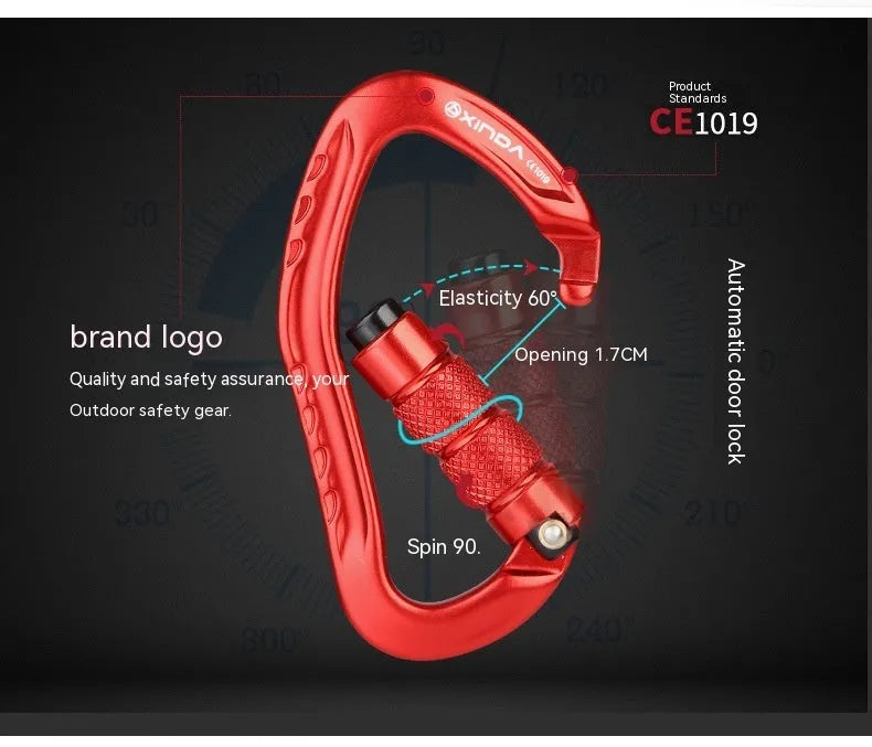Climbing carabiner with automatic master lock in multiple colour options