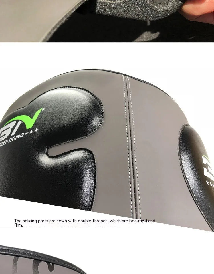 Thickened dark grey Sanda boxing waist protector shown from the front.