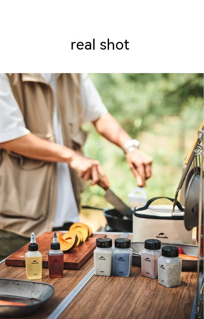 Naturehike portable seasoning bottle six-piece set in modern simplicity style for outdoor picnics and camping.